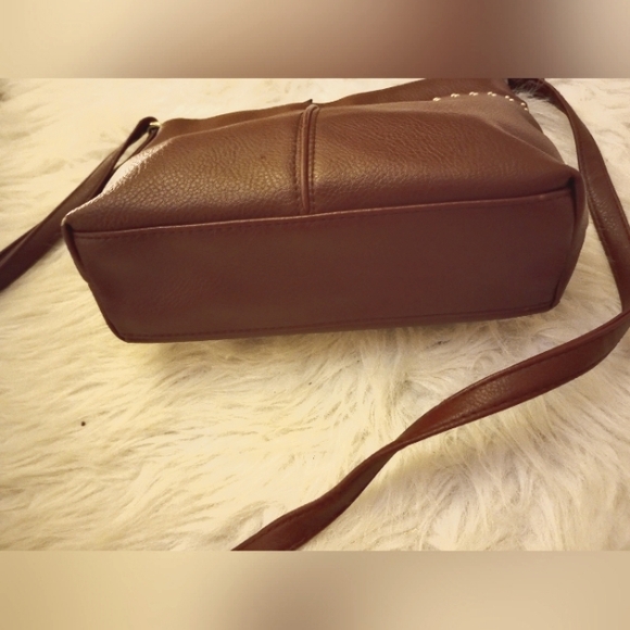 Nicole Miller shoulder bag. Brown with stud accents. Adjustable strap. - Picture 6 of 10
